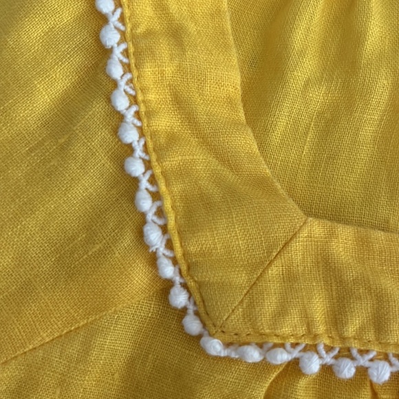 J. Crew Women's Embroidered Yellow Boho Blouse Square Neck 100% Linen- XL - Picture 4 of 8